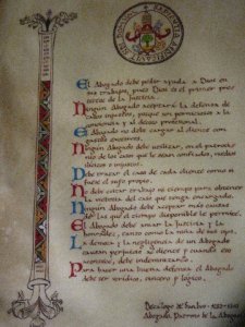 Decálogo de la abogacía en pergamino
